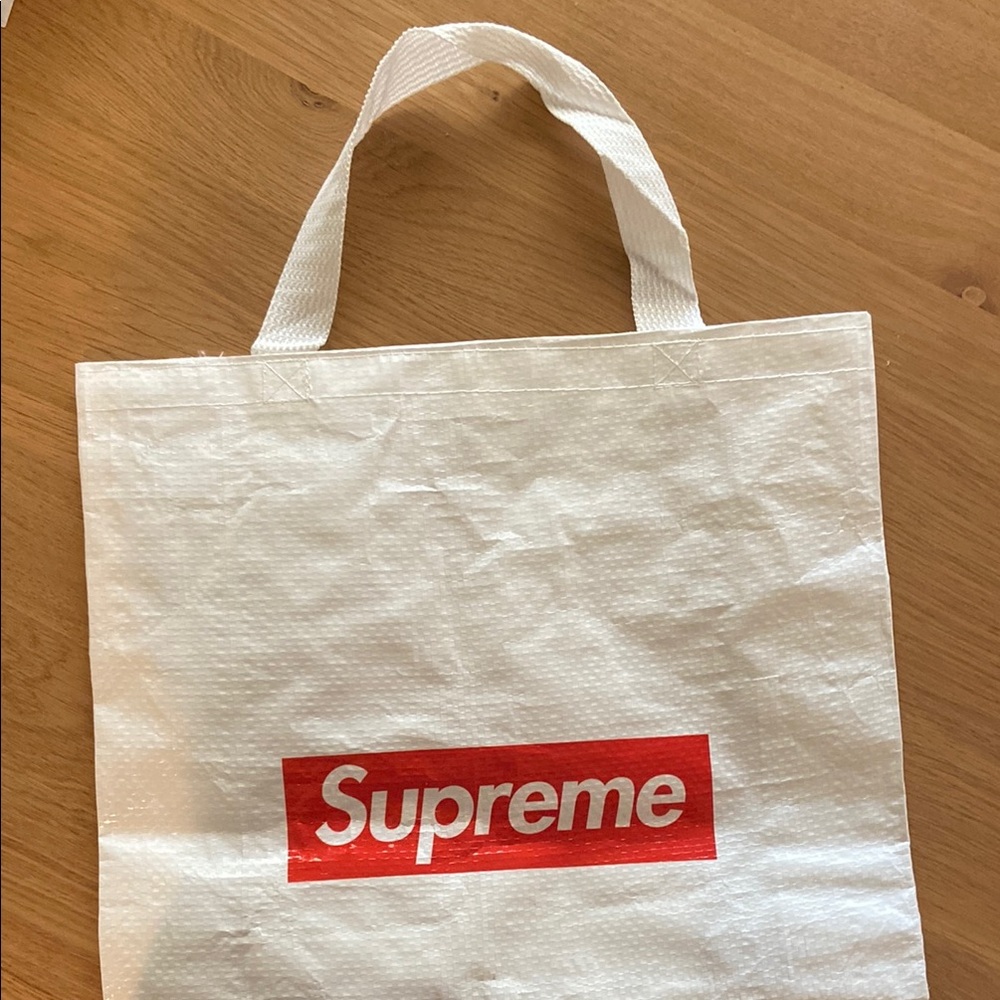Supreme Red and White Logo Tote